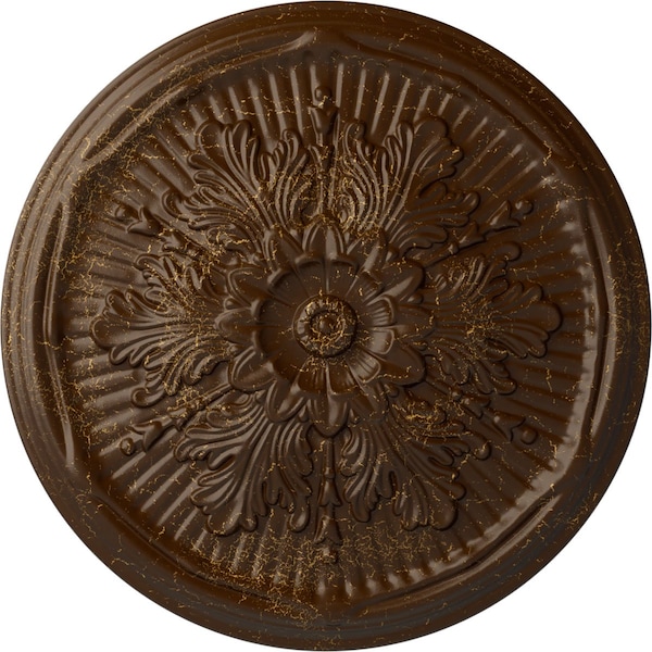Ekena Millwork Luton Ceiling Medallion (Fits Canopies up to 3 1/2"), Hand-Painted Root Beer Crackle, 21"OD x 2"P CM21LURBC - main